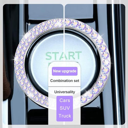 2 PCS Crystal Combinatorial Rhinestone Car Engine Start Decoration Ring (Set Colorful)