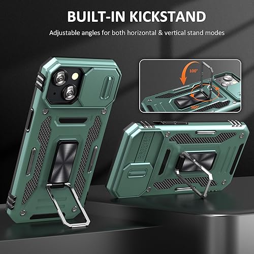 Alpine Green Phone Case for i Phone 15 Plus Case with Camera Cover (★ iPhone 15 Plus 【6.7 inches】 / Alpine Green)