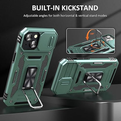 Alpine Green Phone Case for i Phone 15 Plus Case with Camera Cover (★ iPhone 15 Plus 【6.7 inches】 / Alpine Green)