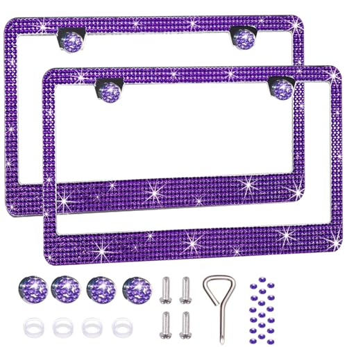2 Pack License Plate Frames for Women (Violet（2PCS）)