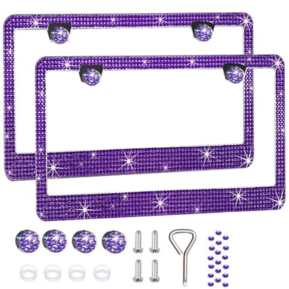 2 Pack License Plate Frames for Women (Violet（2PCS）)