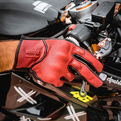 Mens Touchscreen Riding Gloves GM028US Oxblood Black L (Large / Oxblood/Black)