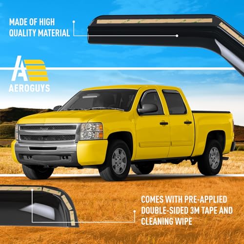 Extra Durable Window Deflectors In (For Chevy Silverado 07-13 Crew Cab)