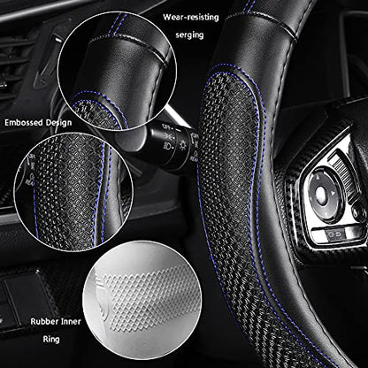 Microfiber Leather Steering Wheel Cover (Blue)