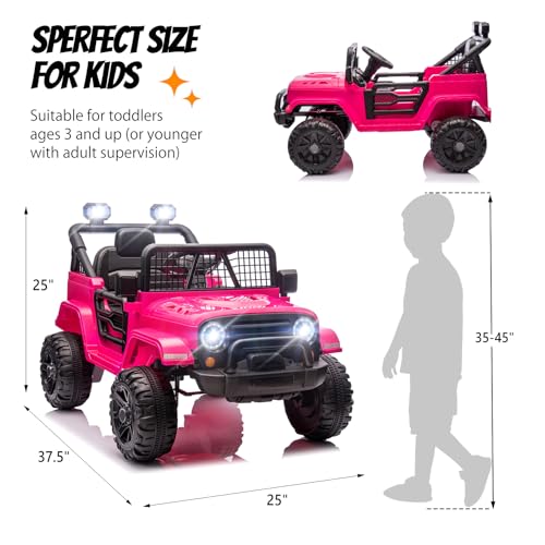 12V Kids Ride on Truck with Remote Control (Hot Pink)