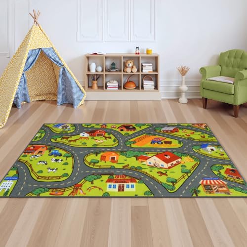 Kids Rug Play Mat (2'8" x 5' / Green Farm)