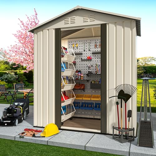 5x3 FT Outdoor Storage Shed (5x3 FT / Cream White)