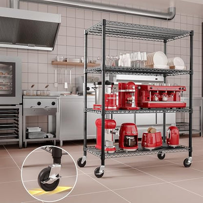 Garage Shelving Wide Storage Shelves 4 Tier Metal Shelves 3200 LBS Heavy Duty Adjustable Utility Shelf Rack Black 23.6" D x 53.1" W x 73.6" H (4 Tier, 23.6" D x 53.1" W x 73.6" H / Black)