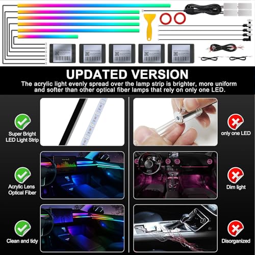 Dreamcolor Acrylic Interior Car LED Strip Light with Wireless APP (Dreamcolor 14 in 1)