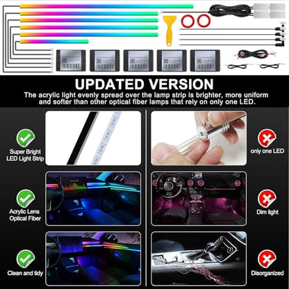 Dreamcolor Acrylic Interior Car LED Strip Light with Wireless APP (Dreamcolor 14 in 1)