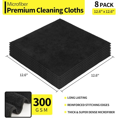 Microfiber Cleaning Cloth (Black / 8 Pack)