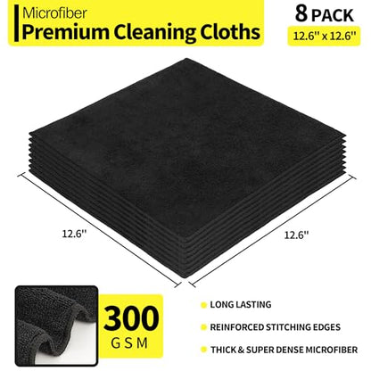 Microfiber Cleaning Cloth (Black / 8 Pack)