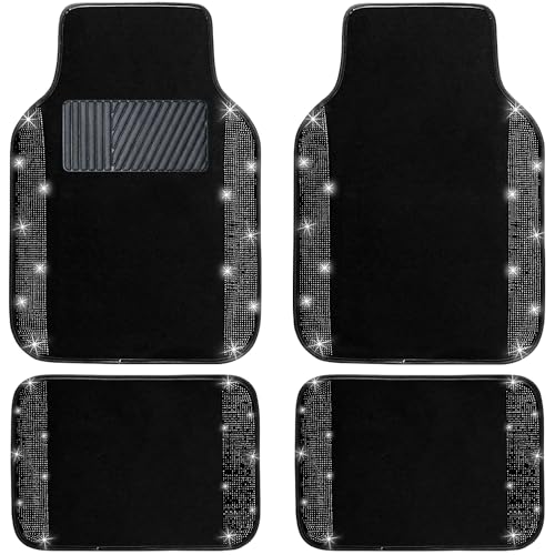 Black Bling Car Floor Mats Full Set (Black Diamond / Car Floor Mats (4 Pieces))