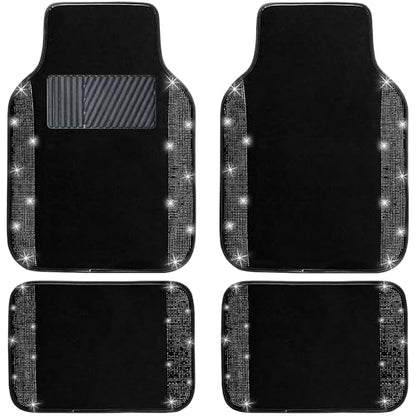 Black Bling Car Floor Mats Full Set (Black Diamond / Car Floor Mats (4 Pieces))
