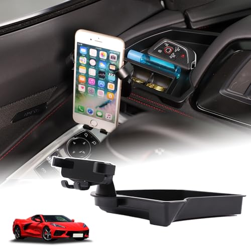Car Phone Holder Center Console Organizer Compatible with Corvette C8 2020 (B)