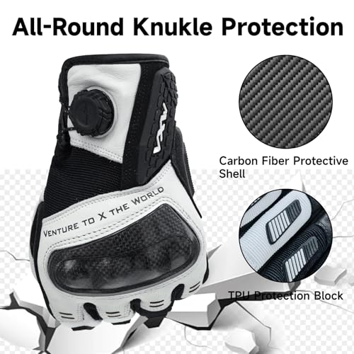 High Protection Motorcycle Gloves for Men (XX-Large / White)