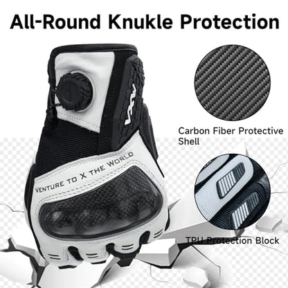 High Protection Motorcycle Gloves for Men (XX-Large / White)