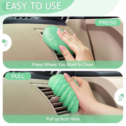 Car Cleaning Gel Car Cleaning Putty Car Putty Car Interior Cleaner Car Slime Car Detailing Kit Car Accessories Gifts for Men Women Stocking Stuffers Green (Green)