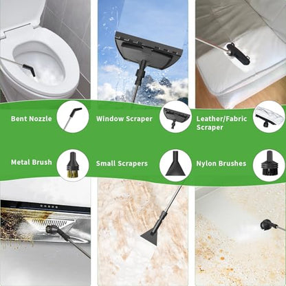 Handheld Steam Cleaner for Home (Light Green / 16PCs)