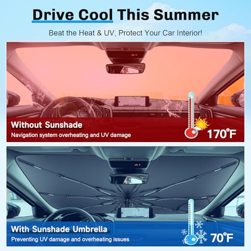 for 2023 2025 2026 Mazda CX50 Windshield Umbrella Sunshade [Easier Foldable] for 2025 2026 Mazda CX50 Accessories 2024 CX50 Sunshade Umbrella for 2025 2026 CX50 Windshield Sun Shade Umbrella (2023 2024 2025 2026 Mazda CX50(Umbrella))