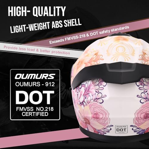 Pink Modular Motorcycle Helmets Full Face Flip up Street Bike Motorcycle Helmet for Unisex Adult Flower Sea (Flower Sea Pink / XX-Large)