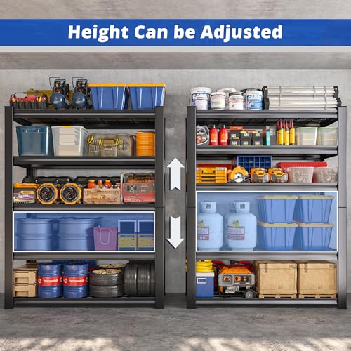 72" H Garage Shelving Heavy Duty Adjustable Metal Shelf for Basement (Black)