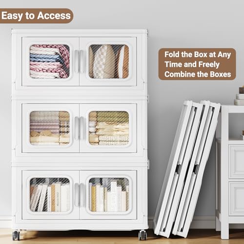 900 Qt Extra Large Stackable Storage Bin with 1 Lid (White / 300QT-3pack)