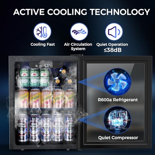 68 Cans Beverage Refrigerator Cooler (Silver)