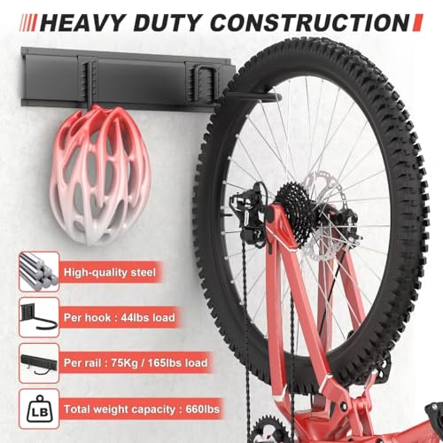 Bike Storage Rack (64in for 6 Bikes & 6 Helmets)