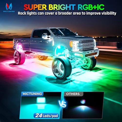 Q1 RGB+IC 16‑Pod Rock Lights for Trucks UTV with 384 Light Chips (rgb+ic 16 pods)