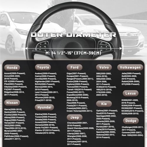 Steering Wheel Cover 14.5 (Standard size[14 1/2''-15''] / Black and Dark Brown)