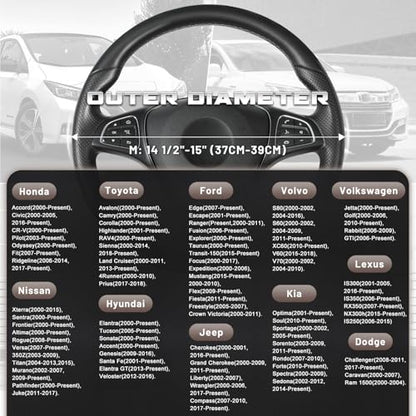 Steering Wheel Cover 14.5 (Standard size[14 1/2''-15''] / Black and Dark Brown)