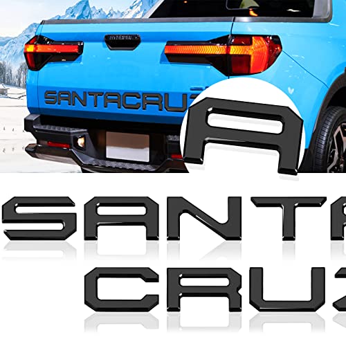 Tailgate Inserts Letters Compatible for 2022 2023 2024 2025 2026 Santa Cruz 3D Raised & Strong Adhesive Decals Letters Rear Emblem Decal Sticker Compatible for Santa Cruz Accessories (Gloss Black)