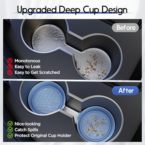 4 Pack Car Cup Coaster Silicone Spill (Gray Blue Solid / 4 Pack)