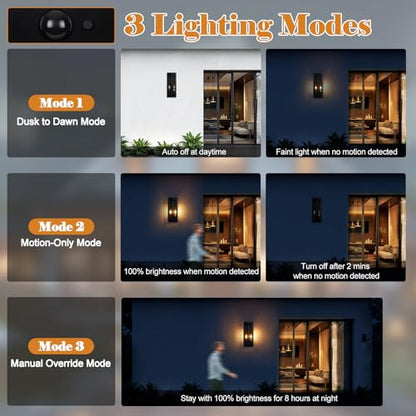 16 Inch Motion Sensor Dusk to Dawn Outdoor Porch Lights 2 Pack (Motion Sensor)
