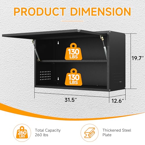 Metal Wall Cabinet with Up (19.7"H / Black)