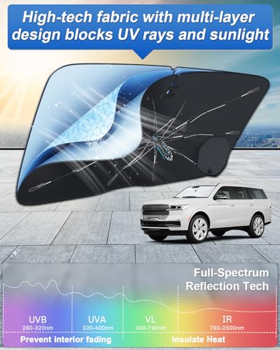 for 2026 2027 Lincoln Navigator Car Windshield Sun Shade Umbrella for 2025 (2025-2027 Navigator)