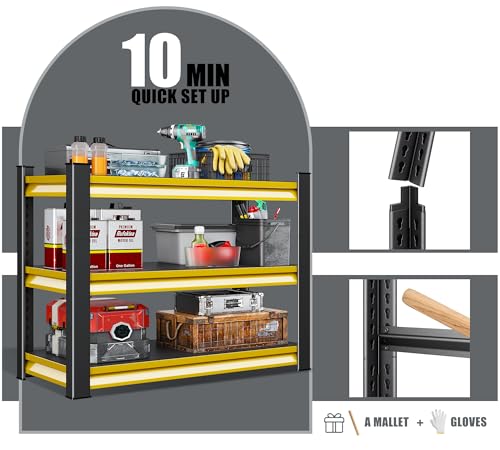 40" W Garage Shelving Heavy Duty (40"W×18"D×36"H / Yellow)