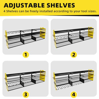 Power Tool Organizer Wall Mount with 12 (Yellow / 12-Drills Holders)