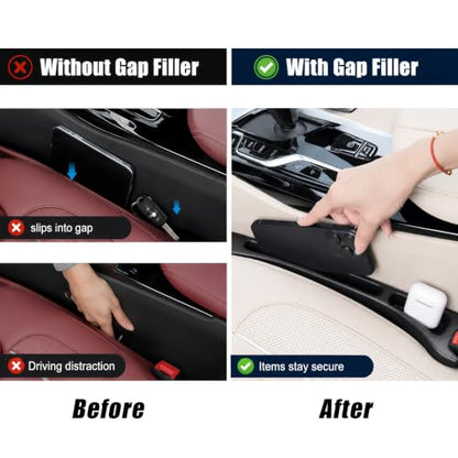Car Seat Gap Filler Organizer 2 PCS Black Universal Seat Gap Plug Blocker Anti (Style 2 / Black)
