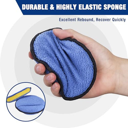 18 Pack Car Microfiber Wax Applicator Pads with Finger Pocket