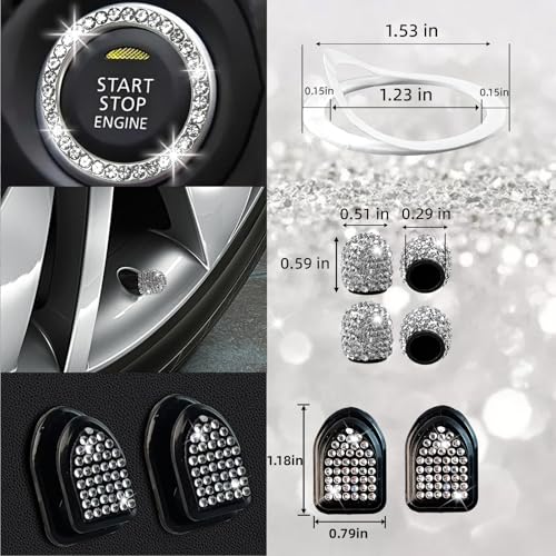 27 PCs Bling Car Accessories Set for Women (Silver Diamond)