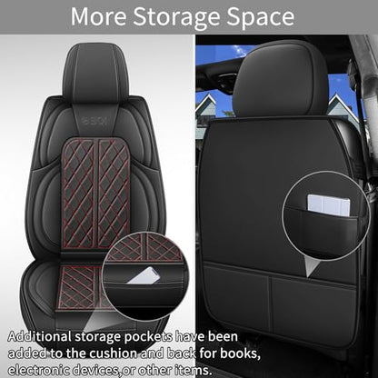 Car Seat Cover Custom Fit for Dodge Ram 1500 2500 3500 2002 (Black RedLine / Front Seat(Pair))