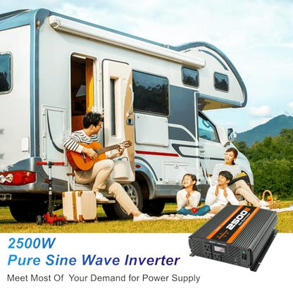2500W Inverter Pure sine Wave RV Inverter Power Inverter 12V to 110 for Car Truck semi Truck Vehicles (S-2500)