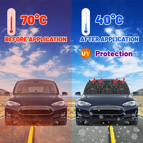 Gothic Skull Car Windshield Sunshade Umbrella Foldable (57X31 Inch / Color-SKULL3)