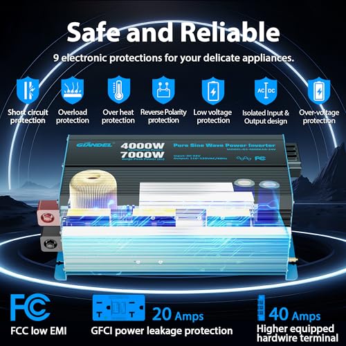 24V 4000W Pure Sine Wave Inverter 24V DC to 120V AC