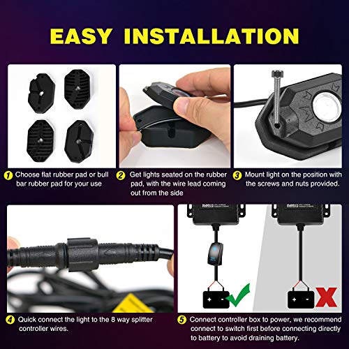 RGB LED Rock Lights Kit (4 Pods / RGB 3LED)