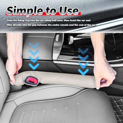 2026 2PCS Upgraded Car Seat Gap Filler with Fixing Ring (Light Beige)