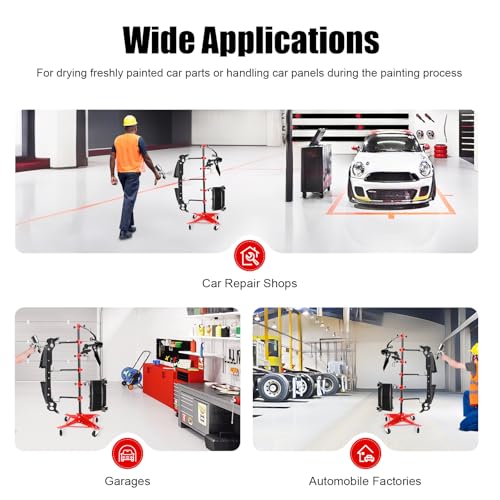 Panel Tree Stand for Painting Rotatable FreeStanding Panel Paint Holder with Wheels Adjustable Center Post for Hang Automotive Doors Fenders Bumpers (18.5*18.5*47.24 in)