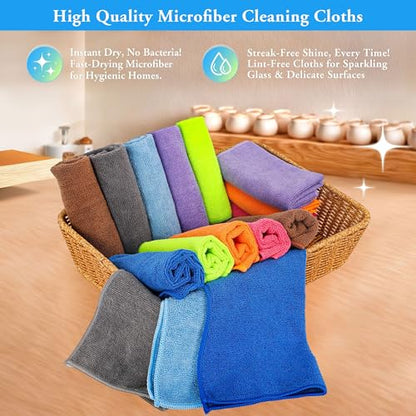 Microfiber Cleaning Cloths 16 Pack 8 Colors 11.5"x11.5"